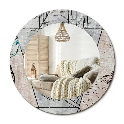 Miroir rond imprimé Animaux abstraits