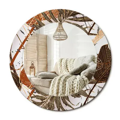 Miroir rond imprimé feuilles de palmier