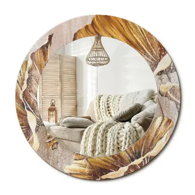 Miroir rond imprimé Feuilles bohèmes