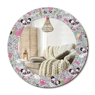 Miroir rond avec décoration Licorne panda