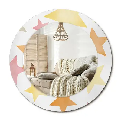 Miroir rond avec décoration étoiles pastel