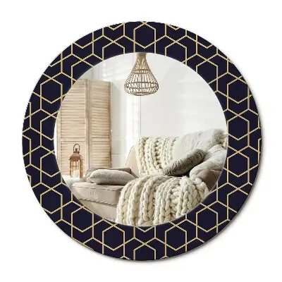 Miroir rond cadre avec impression Géométrie abstraite