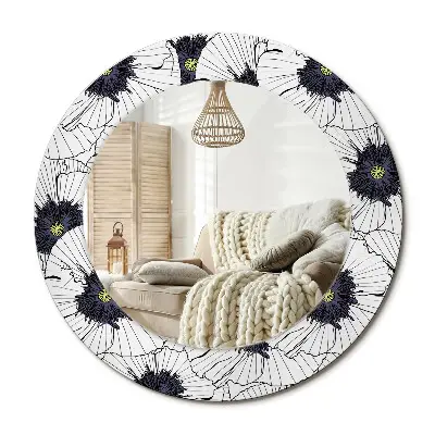 Miroir rond avec décoration composition florale