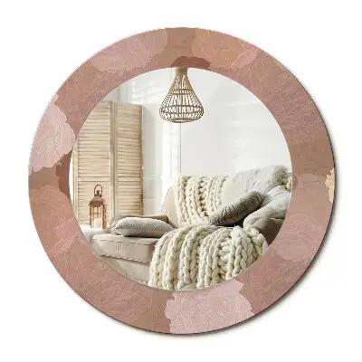 Miroir rond cadre avec impression Composition de rose