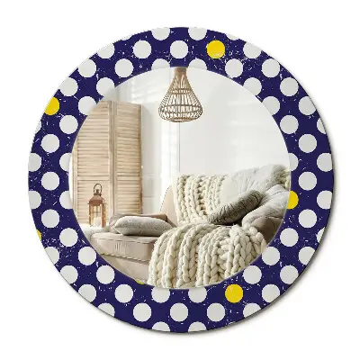 Miroir rond imprimé pois rétro