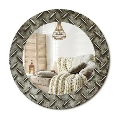 Miroir rond imprimé Texture acier