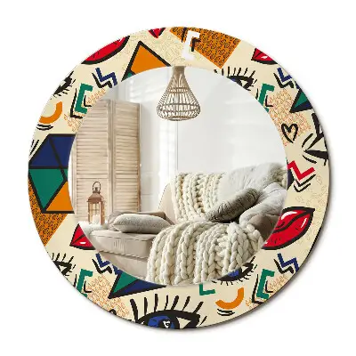 Miroir rond cadre imprimé style pop art
