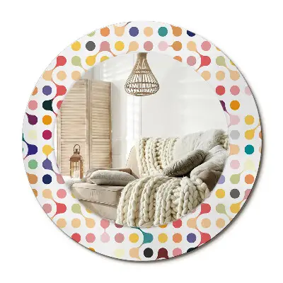 Miroir rond imprimé Points pop art