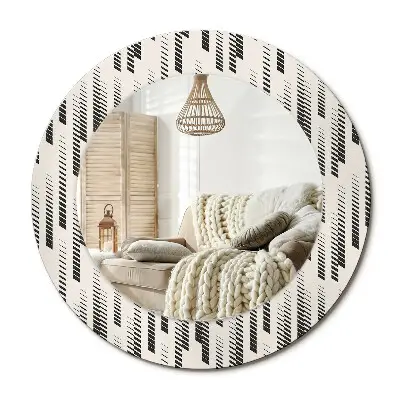 Miroir rond cadre imprimé Motif rayé