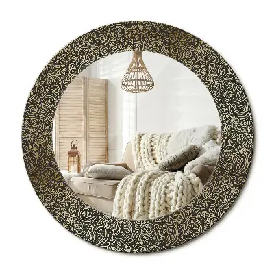 Miroir rond cadre avec impression ornement floral