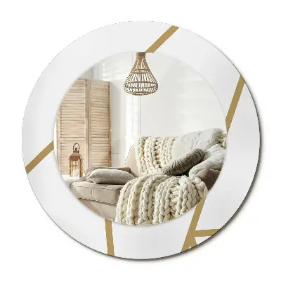 Miroir rond cadre imprimé Composition linéaire