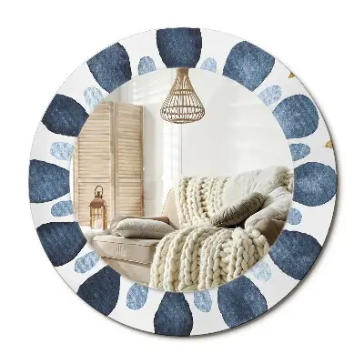 Miroir rond avec décoration Mandala lunaire