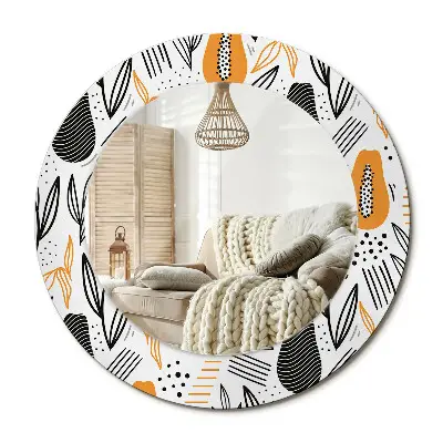 Miroir rond cadre imprimé Papayes
