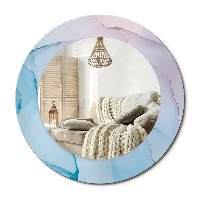 Miroir rond imprimé Style marbre