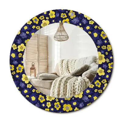 Miroir rond imprimé Petites fleurs