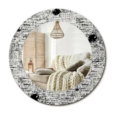 Miroir rond cadre avec impression Gribouillis