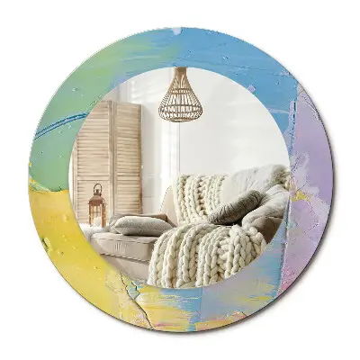 Miroir rond cadre imprimé texture de peinture à l'huile