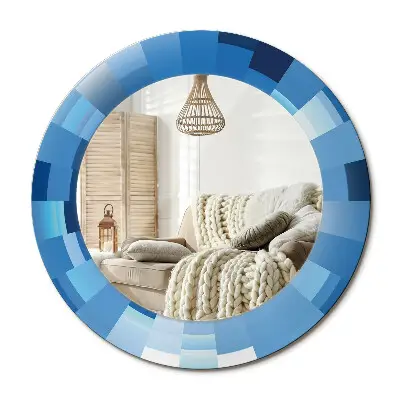 Miroir rond cadre imprimé Abstrait bleu