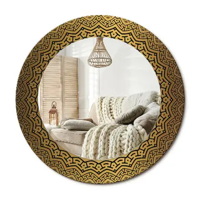 Miroir rond cadre imprimé ornement grec
