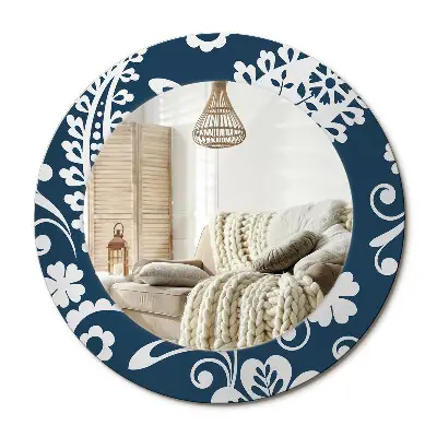 Miroir rond imprimé Composition cachemire