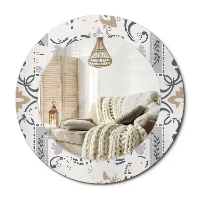 Miroir rond avec décoration Carreaux rétro