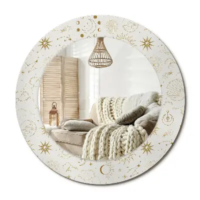 Miroir rond cadre avec impression Motif mystique