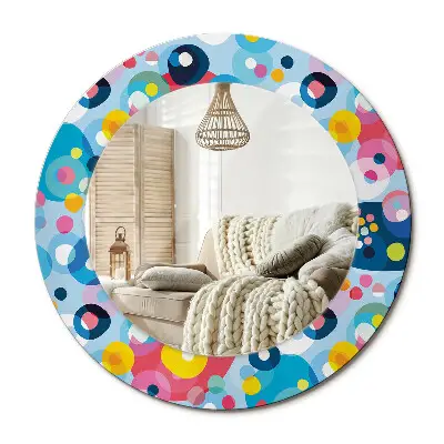 Miroir rond avec décoration Cercles colorés