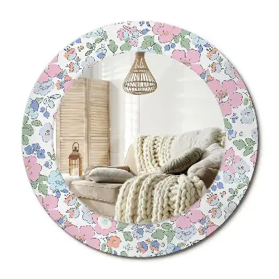Miroir rond imprimé fleurs colorées