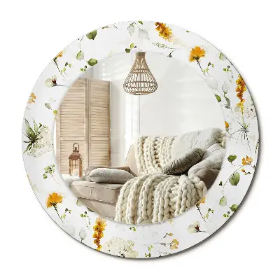Miroir rond avec décoration fleurs sauvages