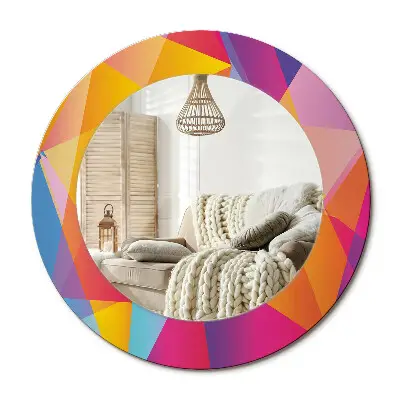 Miroir rond avec décoration composition géométrique