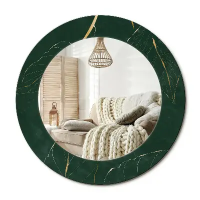 Miroir rond avec décoration Contour de la feuille