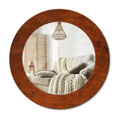 Miroir rond avec décoration Bois naturel