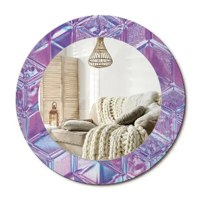 Miroir rond cadre avec impression Motif cristallin