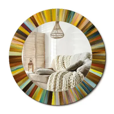 Miroir rond avec décoration Rayons colorés