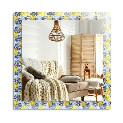 Miroir rectangulaire avec cadre imprimé de motifs floraux colorés