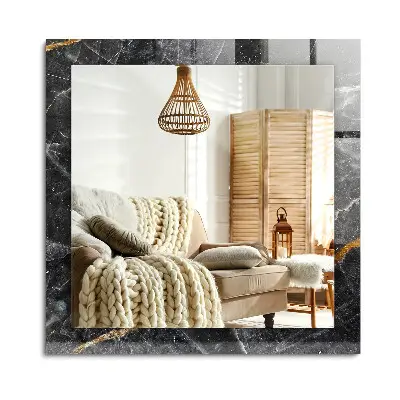 Miroir rectangulaire avec décoration veines de marbre noir