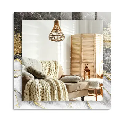 Miroir rectangulaire avec décoration « veines de marbre » au design abstrait