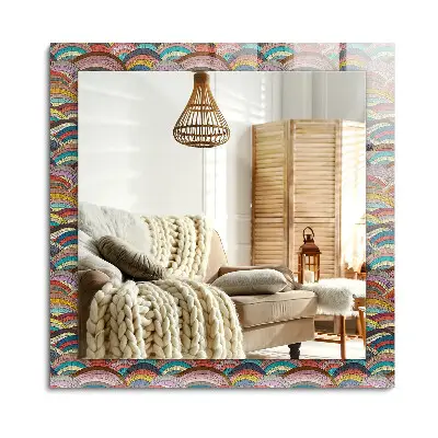 Miroir rectangulaire à cadre imprimé avec motif de vagues arc‑en‑ciel colorées
