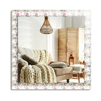 Miroir rectangulaire avec cadre et impression à motif floral