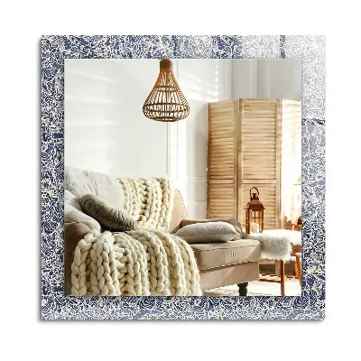 Miroir rectangulaire imprimé avec un motif de tissu à fleurs