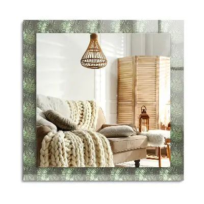 Miroir rectangulaire imprimé avec motif de feuilles de plantes tropicales