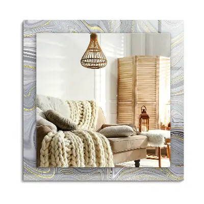 Miroir rectangulaire imprimé avec un motif abstrait de marbre