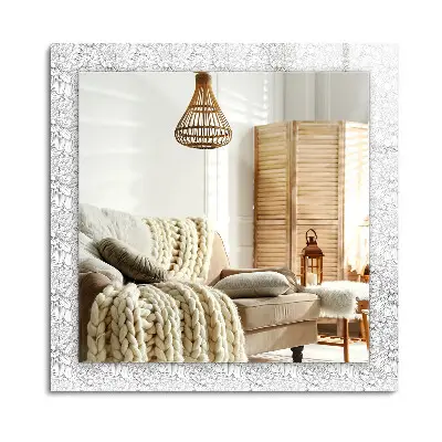 Miroir rectangulaire avec cadre et impression à motif floral monochrome
