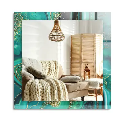 Miroir rectangulaire avec impression de texture verte abstraite