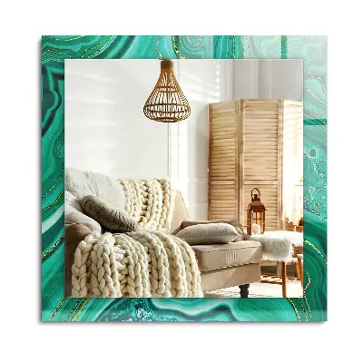 Miroir rectangulaire avec décor texturé vert abstrait