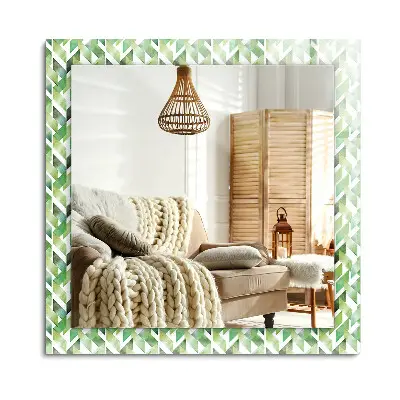Miroir rectangulaire avec cadre imprimé à motif géométrique vert