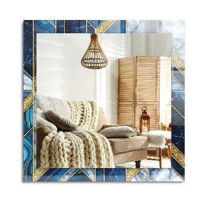 Miroir rectangulaire avec cadre imprimé d'un motif mosaïque géométrique abstrait