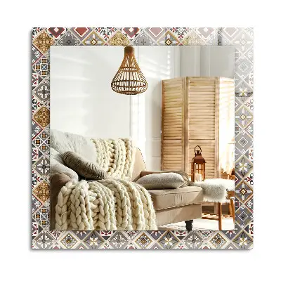 Miroir rectangulaire avec décor à motifs de carreaux colorés