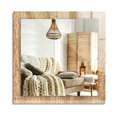 Miroir rectangulaire avec décoration effet bois