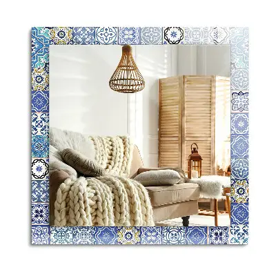 Miroir rectangulaire avec cadre imprimé à motifs marocains